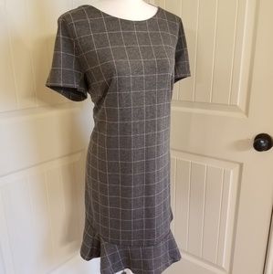 Loft NWT Windowpane Flounce Dress